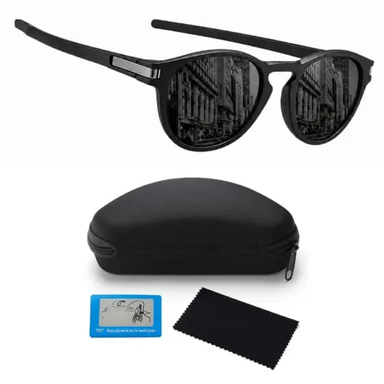 Óculos De Sol Esportivo Masculino Feminino Polarizado Proteção UV400 Redondo Preto + Acessórios