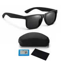 Óculos De Sol Quadrado Masculino Feminino Polarizado Proteção UV400 Esportivo Preto + Kit Acessórios
