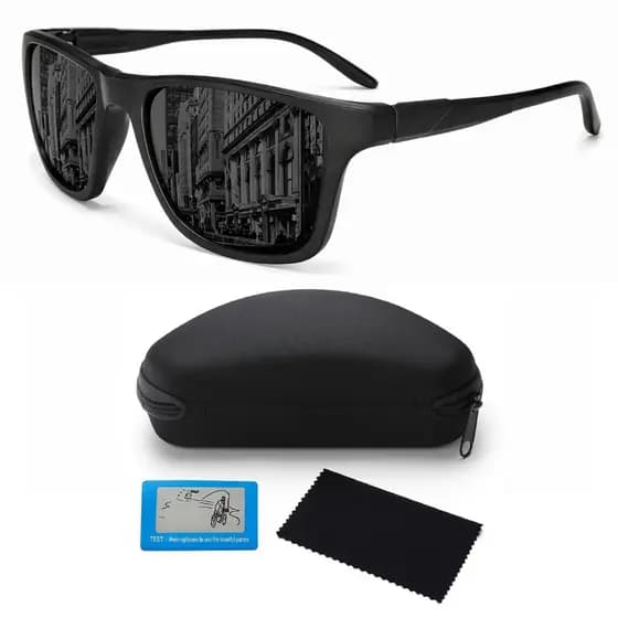 Óculos De Sol Masculino Feminino Proteção UV400 Preto Dirigir Pesca Moderno Esportivo + Acessórios