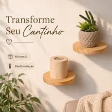Kit 2 Prateleiras Decorativas Redondas Madeira Nicho Suspenso Parede Sala Quarto Banheiro - Casa 67