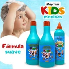 Kit KIDS Azul Shampoo 500ml + Condicionador 500ml + Creme de Pentear 300ml Kit Hidratante de Uso Infantil Maycrene