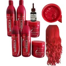 2 Kit Matizador Marsala Vermelhos Maycrene 2 Shampoo, 2 Condicionador 2 Máscara e 1 Reparador de Pontas 30ml