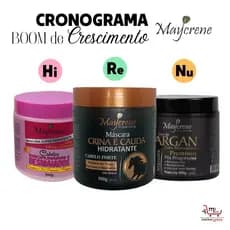 Cronograma Maycrene BOOM DE CRESCIMENTO 3x500g (Crina e Cauda, Desmaiados e Argan Premium)