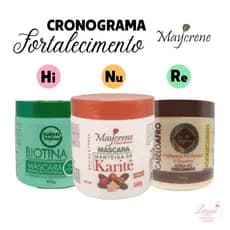 Cronograma Capilar de Fortalecimento (Máscara Biotina, Manteiga de Karitê e Cabelo Afro) 500g Maycrene