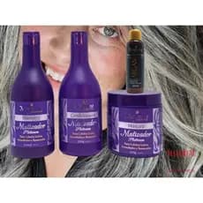 Kit Matizador Platinum Maycrene ( Shamp + Cond + Másc ) + Oleo Umectante Argan Ouro Marroquino 4 Produtos