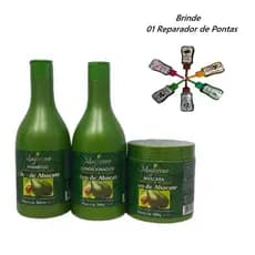 Kit Capilar Para Cabelos Cacheados e Cabelos Em Transição Óleo de Abacate Maycrene 3x500ml mais Reparador de Pontas 30ml