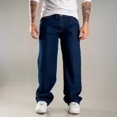 Calça Jeans Masculina Premium Baggy Balão Estilo Americana Rapper Bag Larga Corte Reto Oversized