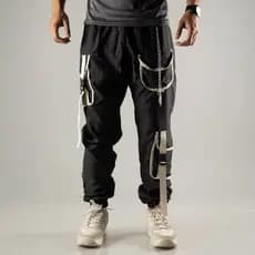 Calça Cargo Jogger Estilo Gringa Coreana Unissex com Bolsos Laterais Larga Estilosa tactel Preta