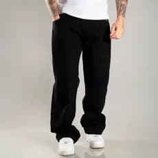 Calça Jeans Masculina Premium Baggy Balão Estilo Americana Rapper Bag Larga Corte Reto Mandrake