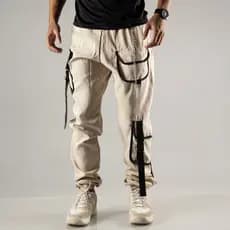 Calça Cargo Jogger Unissex Estilo Gringa Coreana com Bolsos Laterais Larga Estilosa tactel Cinza