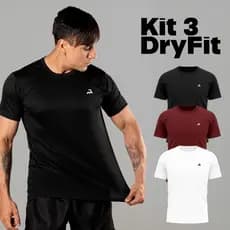 Kit 3 Camiseta Dry Masculina Manga Curta Fitness Academia Corrida CrossFit Poliester Premium L01