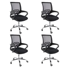 Kit 4 Cadeiras de Escritório Begônia Tela Mesh Ergonômica - Preto