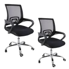Kit 2 Cadeiras de Escritório Begônia Tela Mesh Ergonômico - Preto