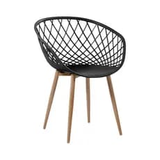 Cadeira Clarice Nest Wood Com Apoio de Braço Preto