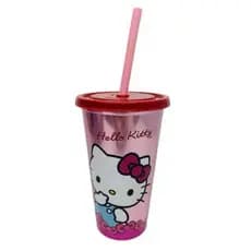 Copo Refri Hello Kitty 500ml com Tampa e Canudo - Design Clássico