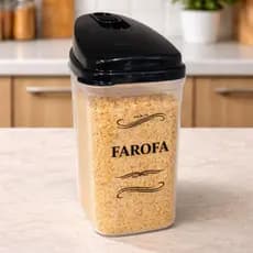 Pote Farofa com Tampa Dosadora farinheiro 836ml  – Porta Mantimentos Transparente