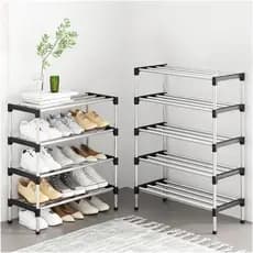 Sapateira Vertical Luxo Prateleiras Aço Cromado Tênis Salto Alto Sapatilha Chinelo