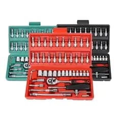 Maleta de Ferramentas Kit 46 Peças Chave Catraca Jogo Completo Portatil Multi  Função Tarefa Reparos