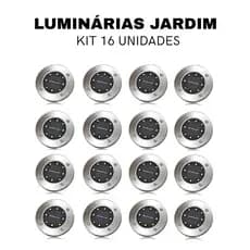 Kit 16 Luminarias Jardim Assoalho Solo Chão Placa Solar Grama LED Branca Decoração Lampada