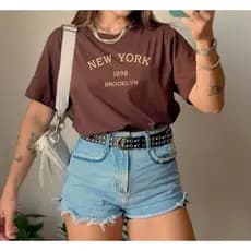 Camiseta Feminina New York Blusão Aesthetic T-Shirts 100% Algodão fio 30.1