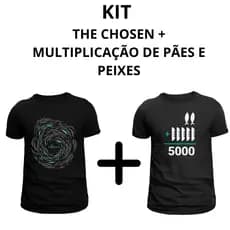 Kit 2 Camisetas Gospel Evangélica Série Seriado The Chosen + Multiplicação de Pães e Peixes 100% Algodão Reforço Ombro a Ombro.