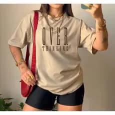 Camiseta Feminina Over Thing Blusão Aesthetic 100% Algodão fio 30.1