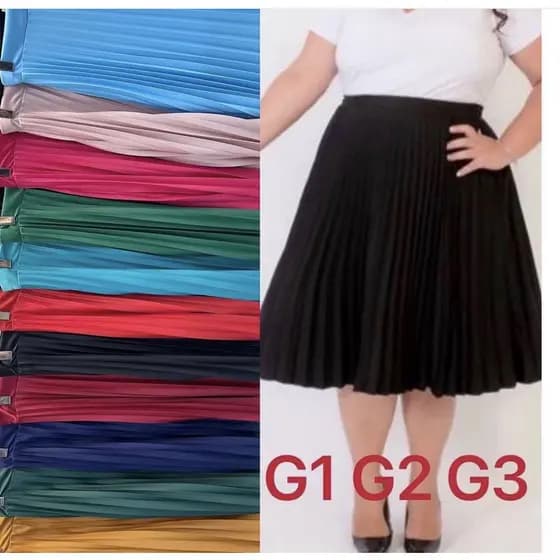 Saia Midi Plissada Plus Size -00014