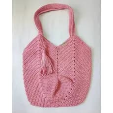 Bolsa em Crochê Feito a Mão Cor Rosa. Bolsa Crochê.