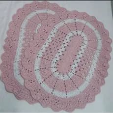 Tapete Crochê Oval o Par 2 peças Feito a Mão. Tapete Crochê Artesanal
