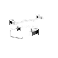 KIt Banheiro Completo 3 Peças Inox Cromado - Porta Papel Higiênico + Toalheiro Rosto + Toalha rosto