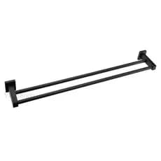 Porta Toalha Duplo De Banho 60cm Quadrado Preto Fosco - Berlin