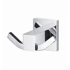 Cabide Duplo Cromado Inox Metal Porta Toalha Banheiro Roupa Bolsa Roupão Gancho Suporte Quadrado