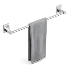 Porta Toalha Banho Metal Cromado inox Parede Adesivo Dupla Face fita 3m toalheiro lavabo sem furo