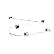 3 Acessorios Banheiro Toalheiros 65cm+Toalheiro 30cm+Papeleira -Metal Inox cromado banheiro completo