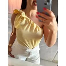 Blusa Feminina Um Ombro Só Crepe Duna Elegante Soltinha Variedade de Cores