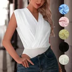 Body Feminino Regata Transpassada Bori sem Manga do P Ao G3 Bore Plus Size Elegante Básico Casual Moda Cores Verão