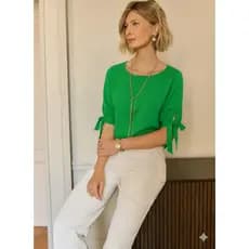 Blusa Manga  3-4 Novo Modelo Tecido Crepe Duna Social Elegante Moda Evangélica