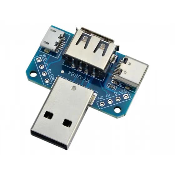 ADAPTADOR USB 4 EM 1 PARA USB TIPO C, MICRO USB, USB FEMEA e DIP - XY-USB4