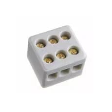 CONECTOR EM PORCELANA 6MM 3 POLOS - BRANCO