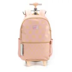UP4YOU MOCHILA COM RODAS BEGE COM BOLINHAS