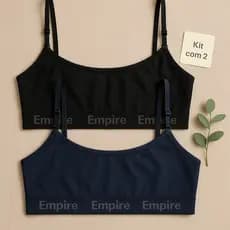 Kit 2 Top Feminino Forrado de Microfibra Sutiã Sem Bojo Top Fitness de Academia Adulto e Juvenil