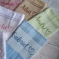 Toalha Boca Bordada com Nome Básica, Personalizada Macia Infantil e Bebê, Lavabo 30X45.