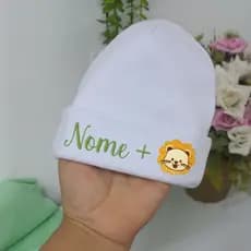 Touca Bebê Personalizada Bordada RN Suedine 100% Algodão