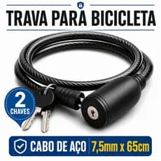 Corrente Cabo Cadeado Antifurto Moto Bicicleta Bike Segurança Portão Trava Anti Furto Cabo De Aço - 7,5mmx 65cm 2 Chaves