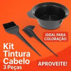 Kit Tintura Pintura Cabelo 3 Peças – Tigela Pote + 2 Pincéis Profissional para Coloração e Hidratação - Kit Banho de Lua