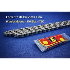 Corrente Bicicleta Fina 6 Velocidades TEC 116 Elos 1/2x3/32 Aço reforçado