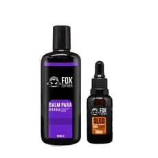 Balm Para Barba Anti Frizz Fox For Men® Hidrata e alinha os fios + Óleo para Barba Fox Em Gotas Kit Barba