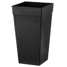 Kit 4 Vasos Grandes Rattan 28L Preto Plástico Reforçado Flores e Arranjos Artificiais