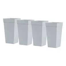 Kit 4 Vasos Grandes Rattan 28L Cinza para Plantas Flores e Arranjos Artificiais