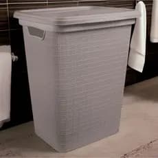 Cesto Organizador de Roupa Cinza 45 Litros Grande Lavanderia Banheiro Linha Juta Jaguar